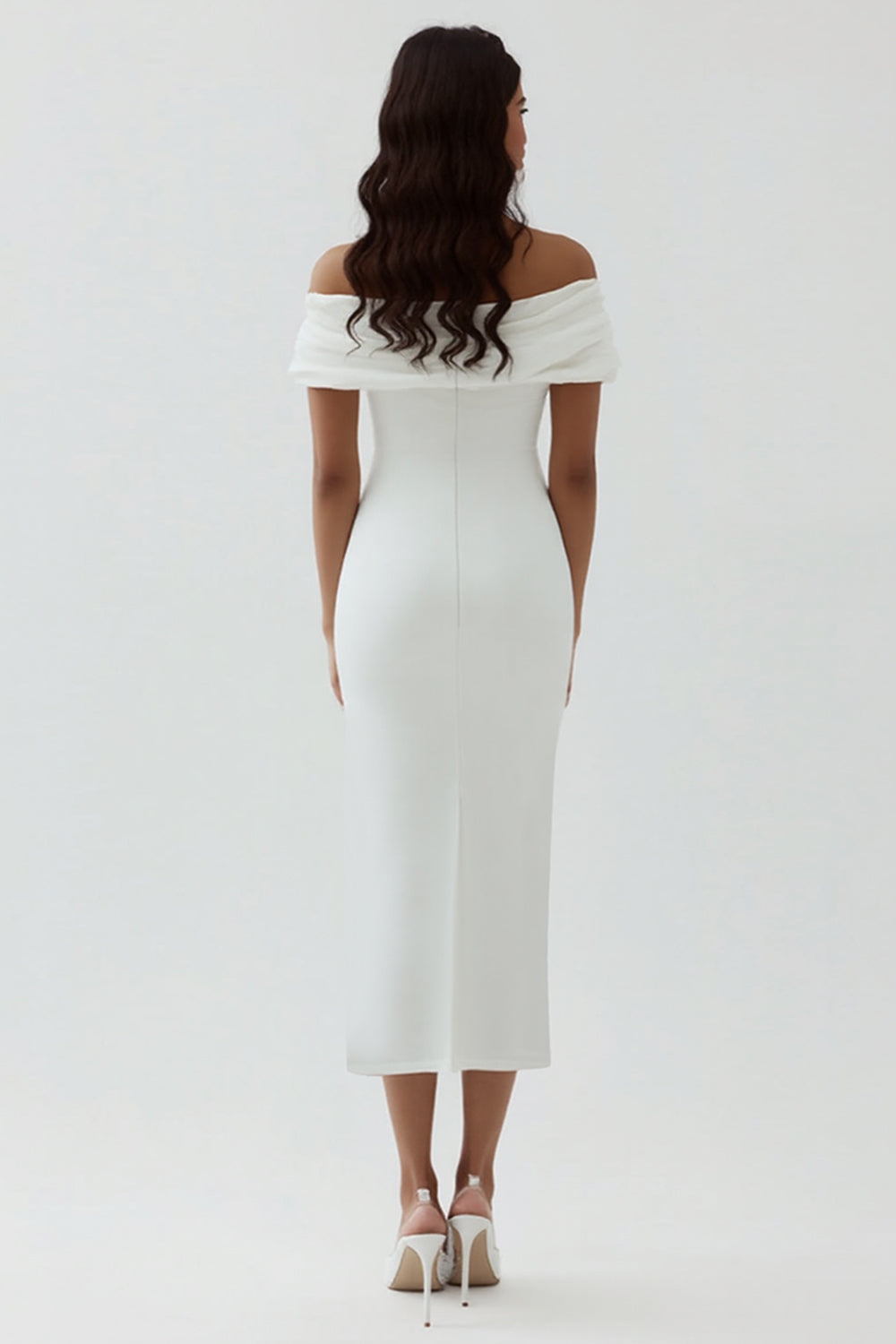 White Satin Sheath Off the Shoulder Matte Asymmetrical Graduation Dress Wedding Dresses