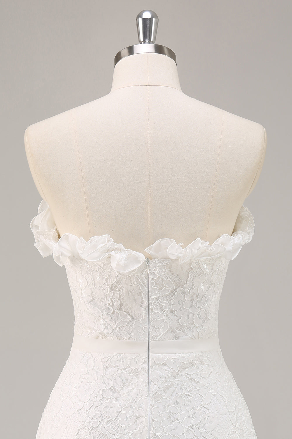 White A Line Lace Sweetheart Mini Graduation Dress