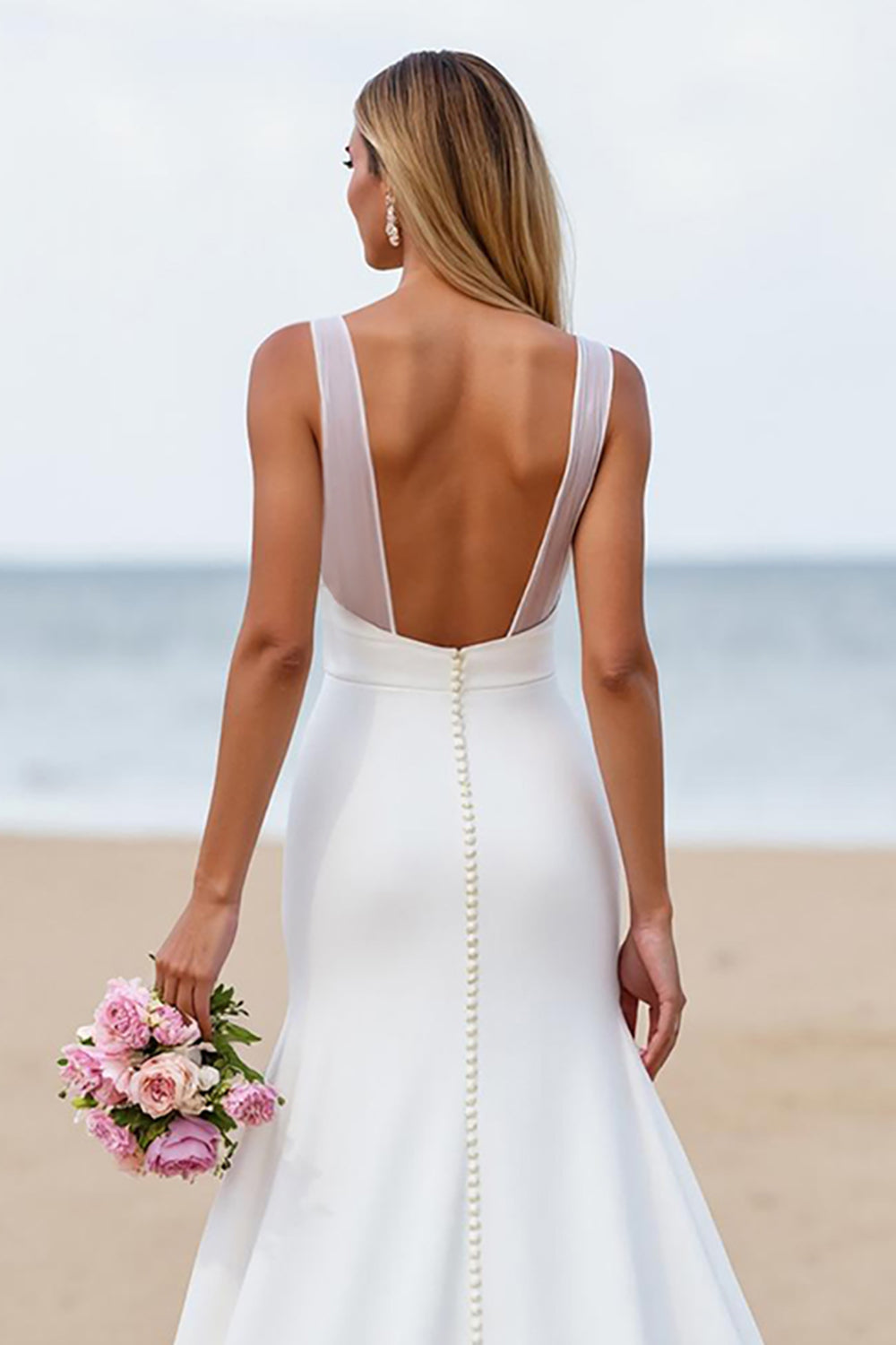 Satin Mermaid Sweetheart Court Train Ivory Wedding Dress