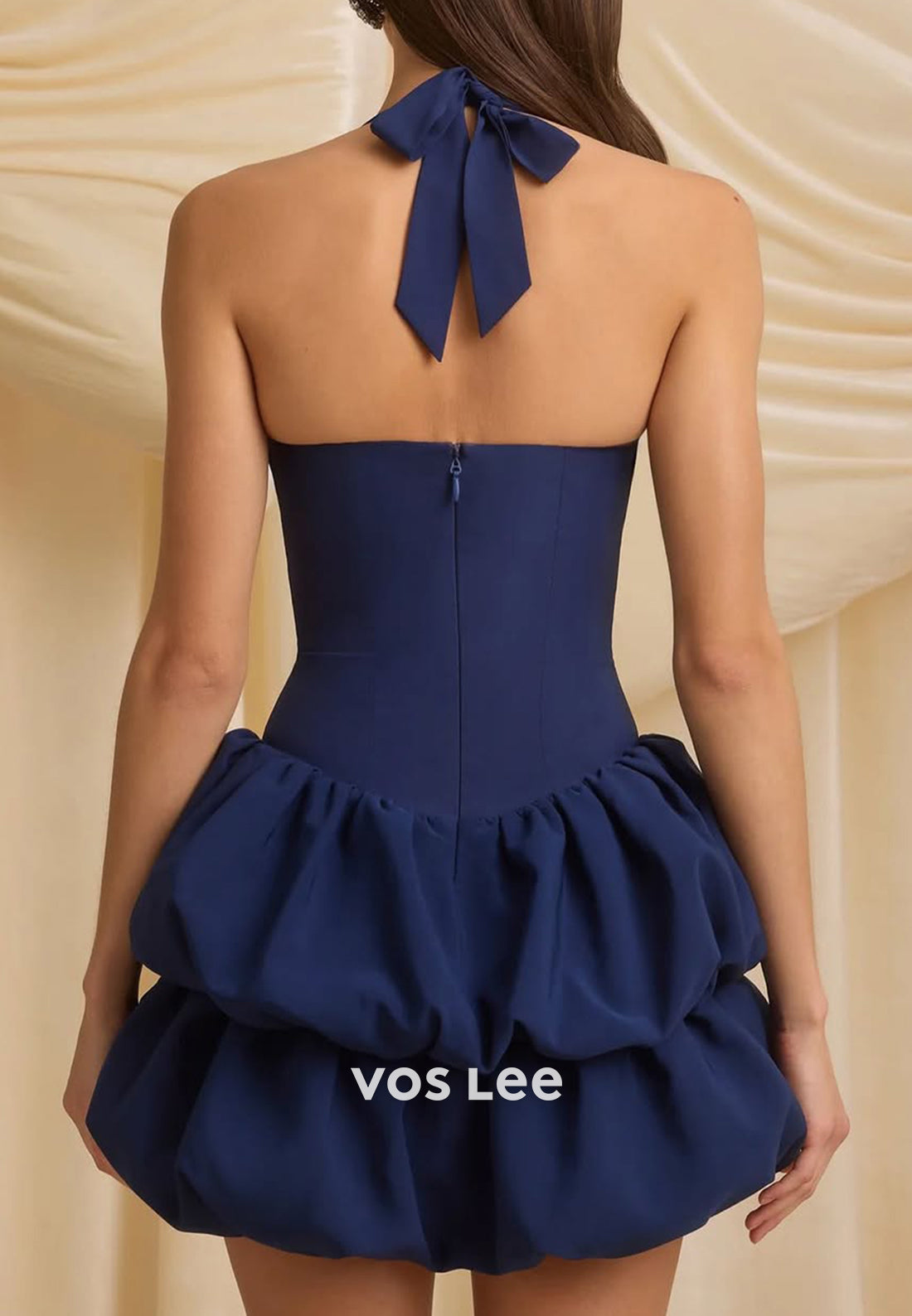 Gorgeous & Charming A-Line Halter Mini Pleated Homecoming Dresses