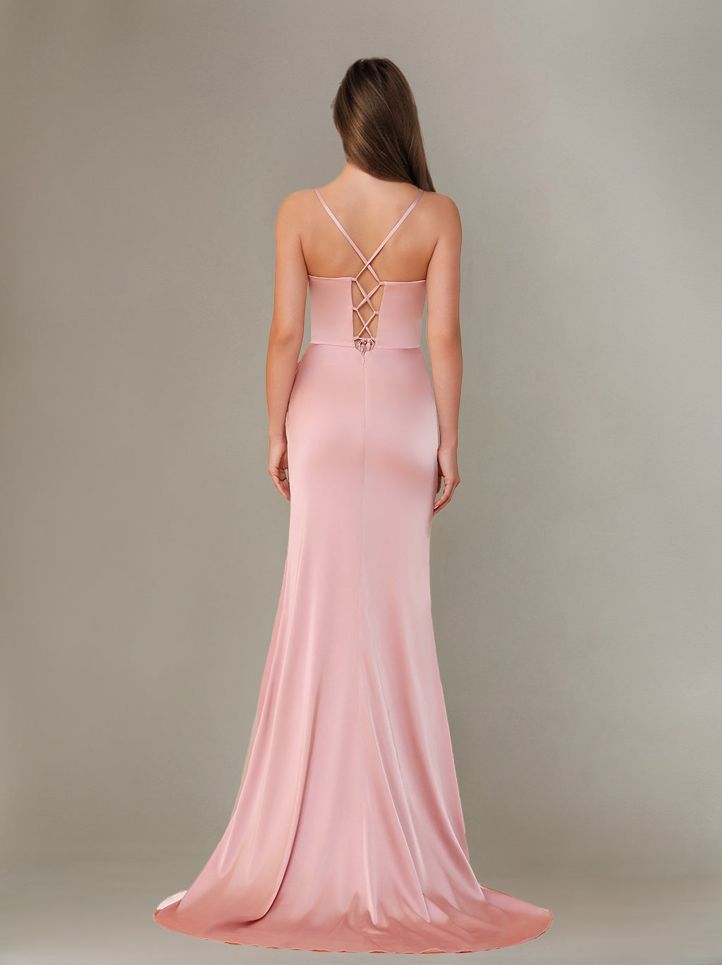 Sleeveless Floor-Length Silk Satin Bridesmaid Dresses with Ruffles & Split Side