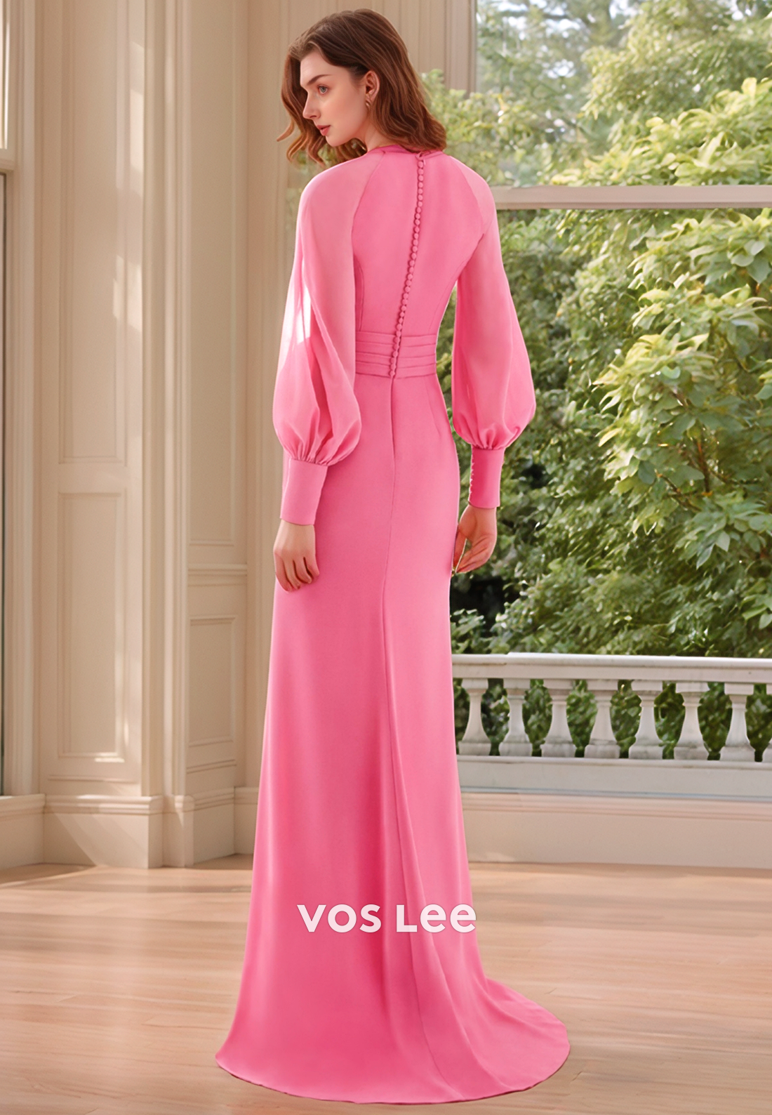 Long Sleeve Floor-Length Mermaid Mother of the Bride Dresses with Side Slit