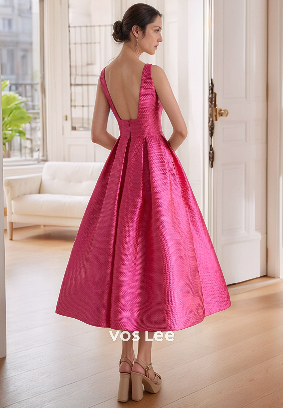 Elegant & Luxurious A-Line Square Floral Embossed Mother of the Bride Dresses