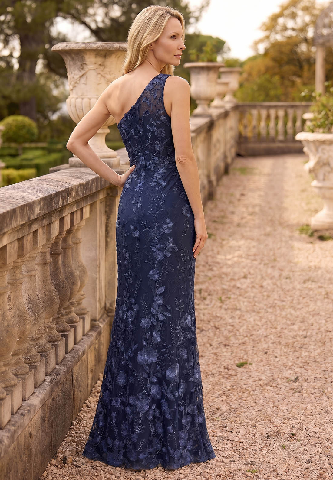 One Shoulder Sleeveless Sequins Mother of the Bride Dress