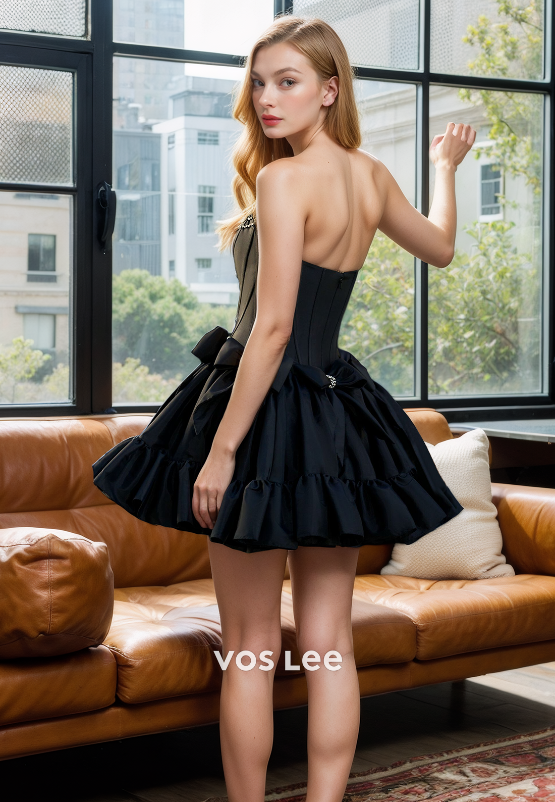 Ball Gown Strapless Sleeveless Satin Homecing Dress with Bows