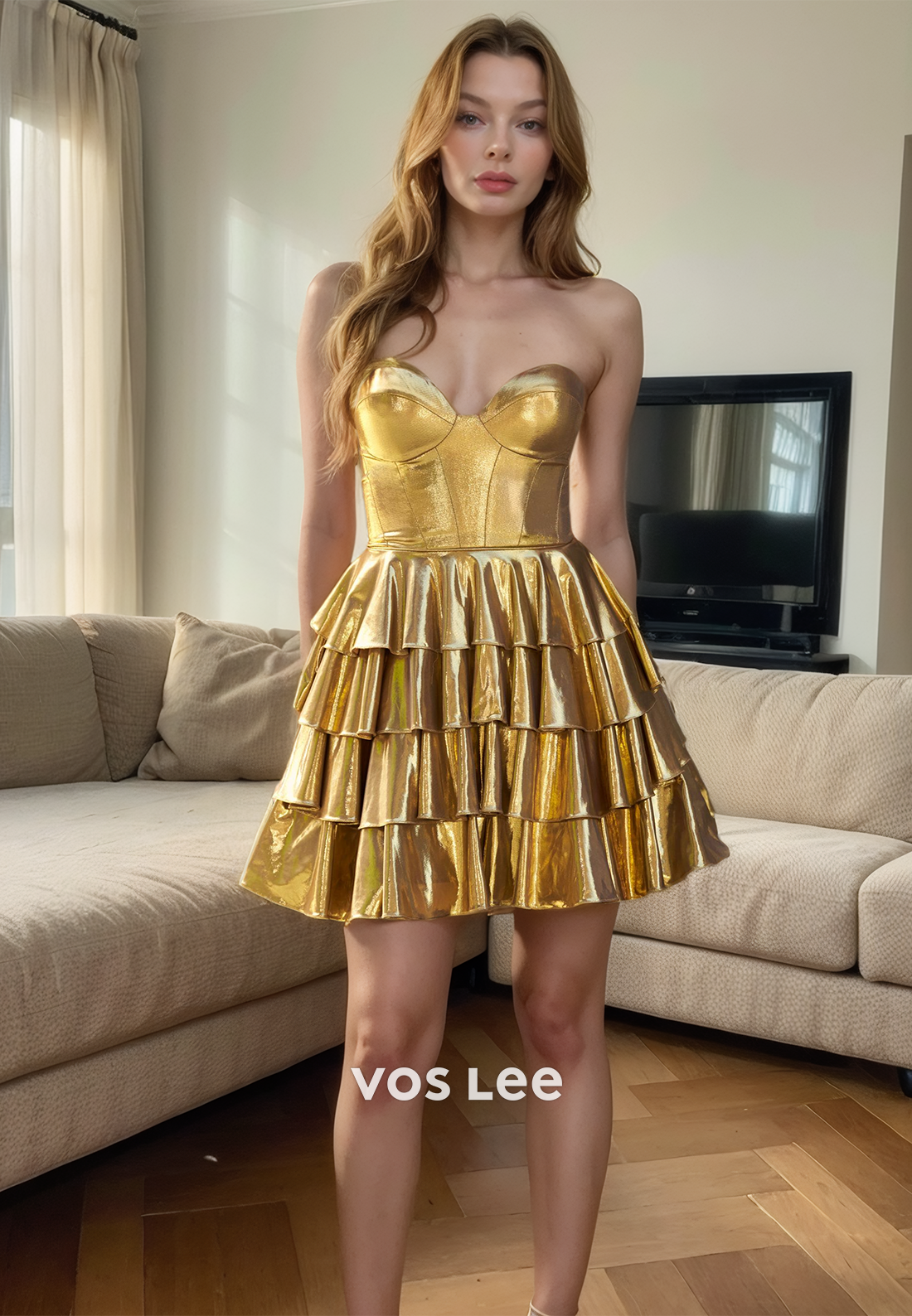 Shimmer A-Line Strapless Sleeveless Homecoimg Dress