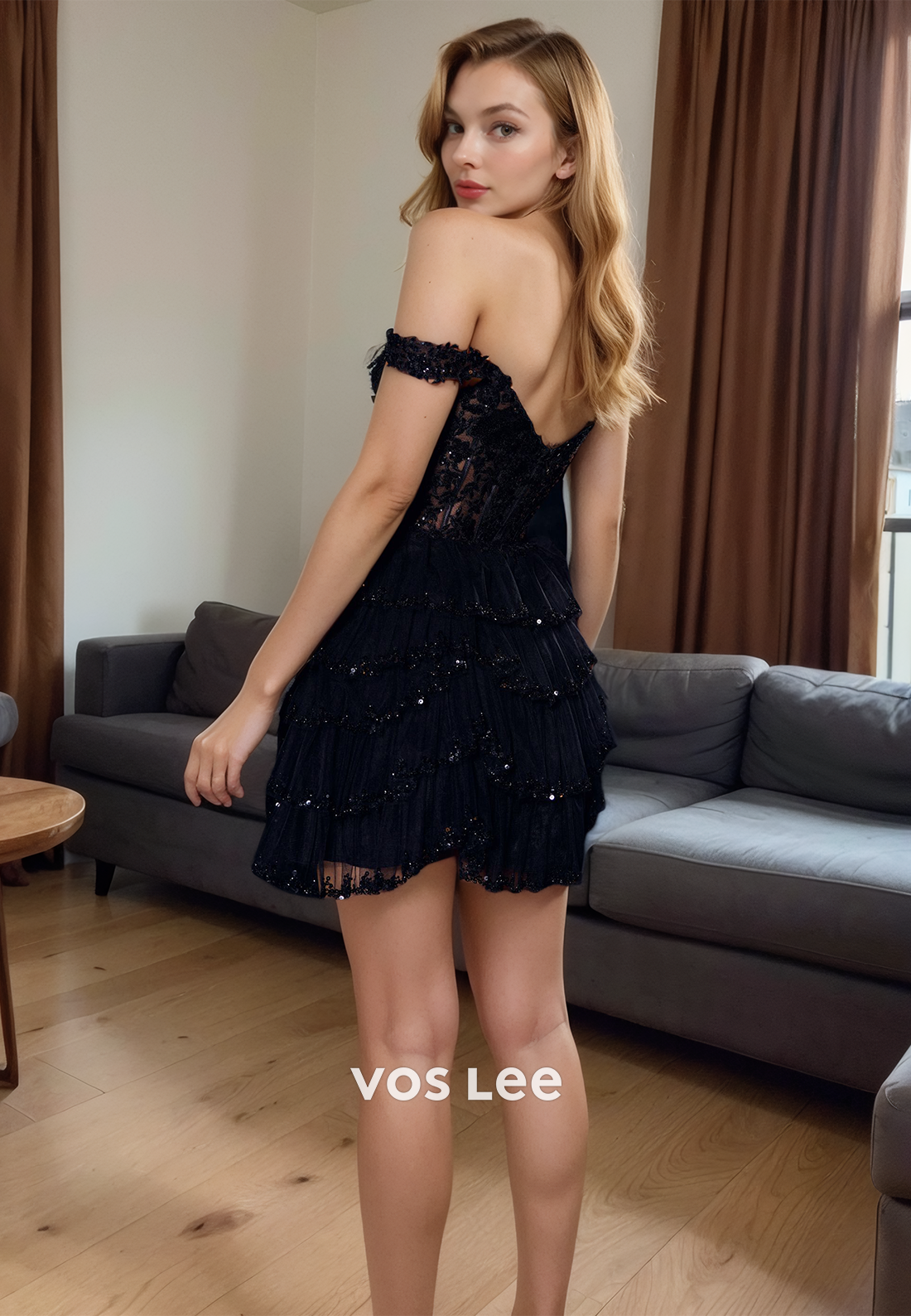 A-Line Sweetheart Iluusion Off Shoulder Lace Tulle Homecing Dress with Appliques