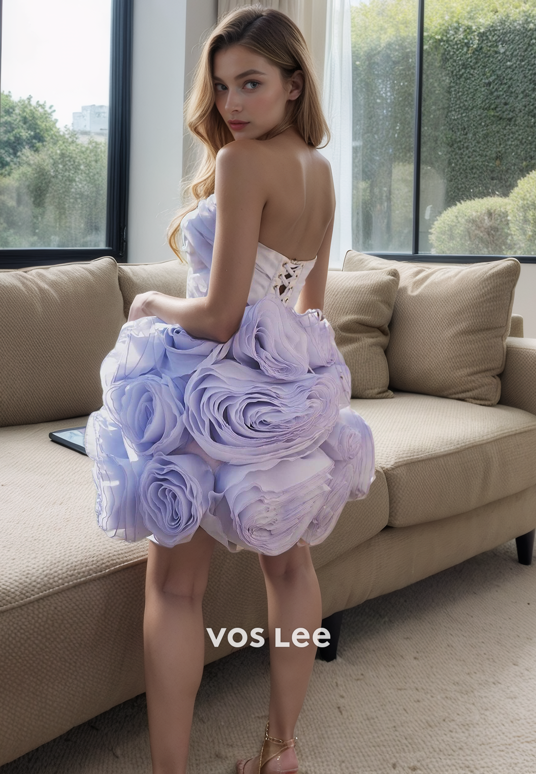 Lavender Strapless Pleated Sleeveless Pretty Mini Lace Up Homecoming Dresses