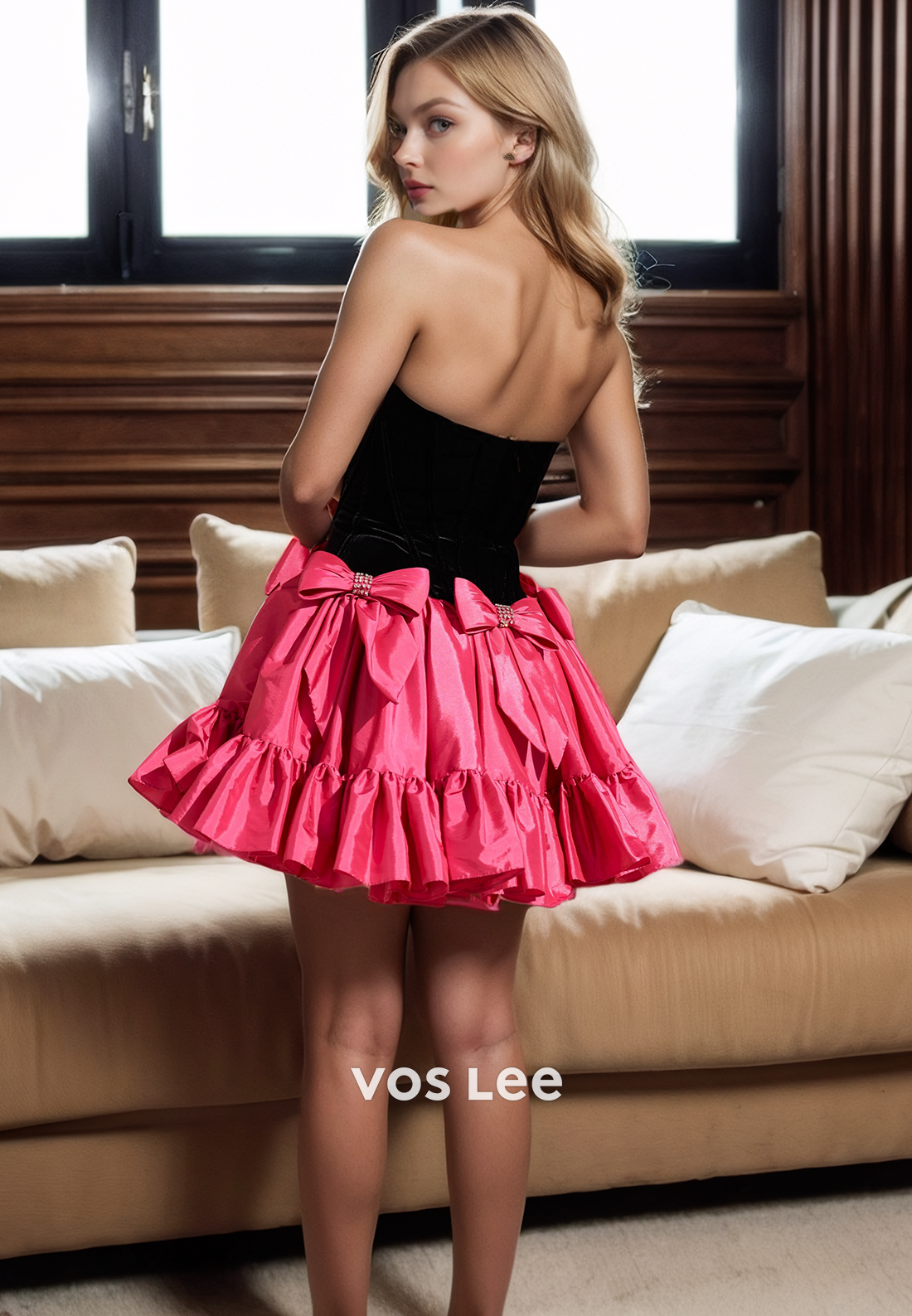 Sweet Ball Gown Strapless Satin Homecing Dress with Bows