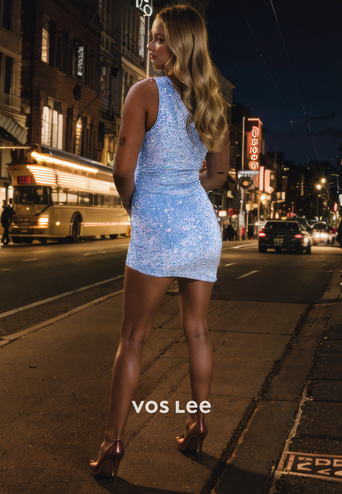 Sparkly One Shoulder Mini Homecoming Dresses Sequins Luxurious Cocktail Dress