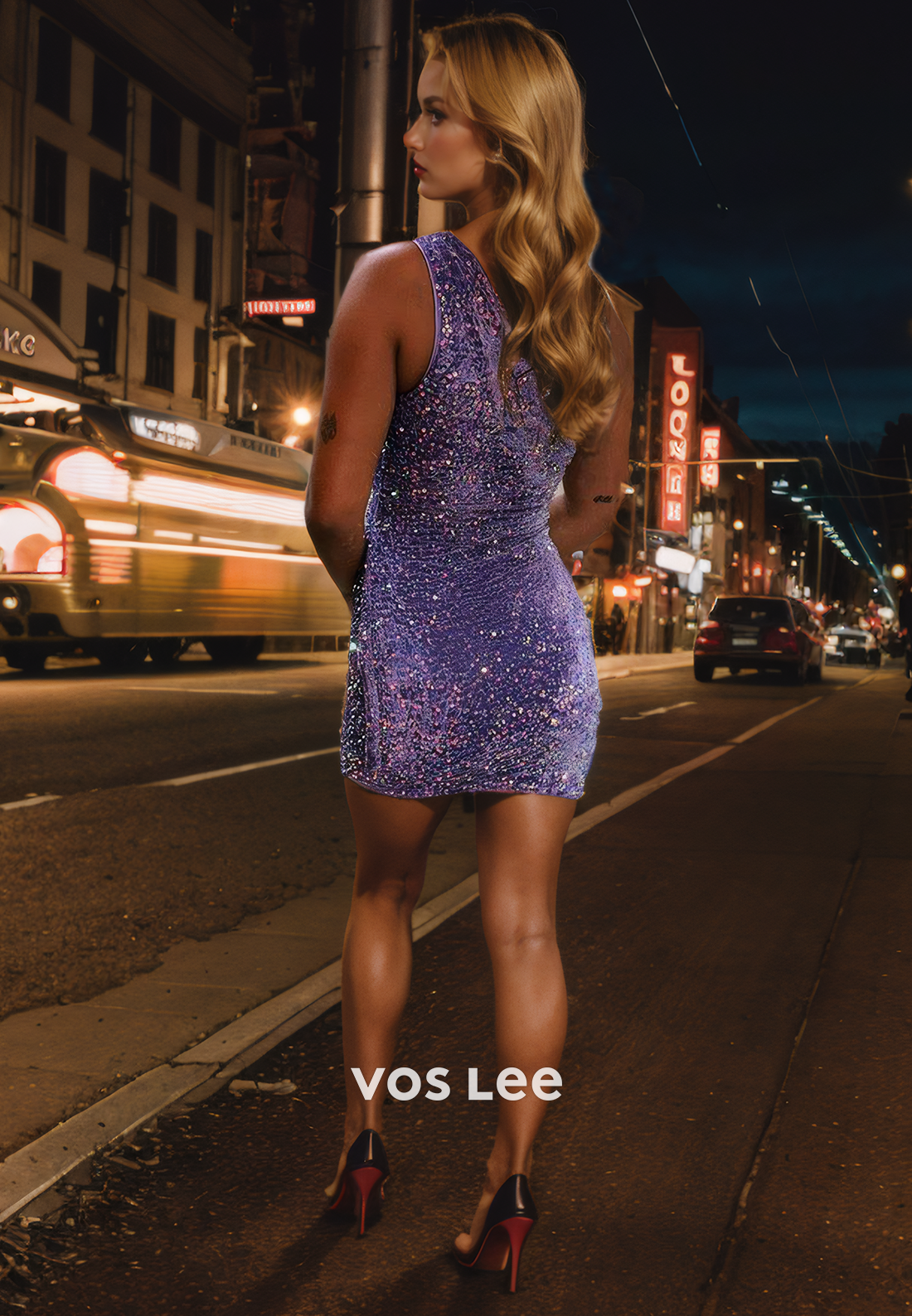 Sparkly One Shoulder Mini Homecoming Dresses Sequins Luxurious Cocktail Dress