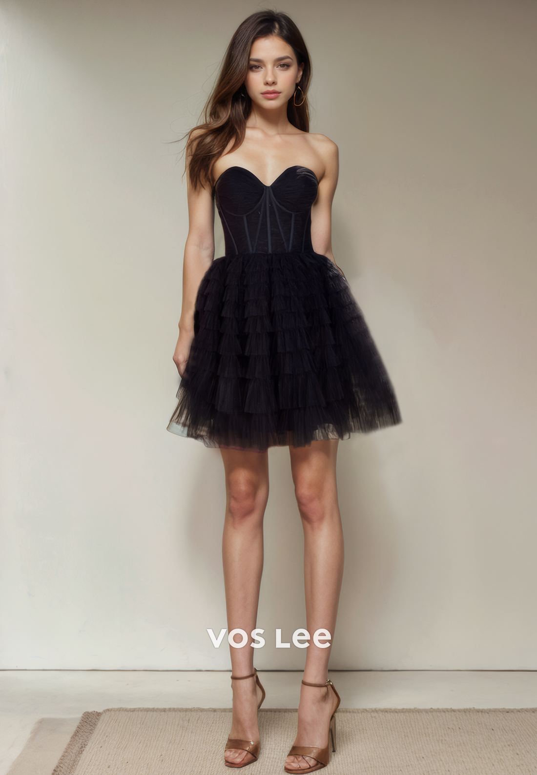 A-Line Pretty Sweetheart Tulle Party Dress Lace Up Tiered Fancy Homecoimg Dresses