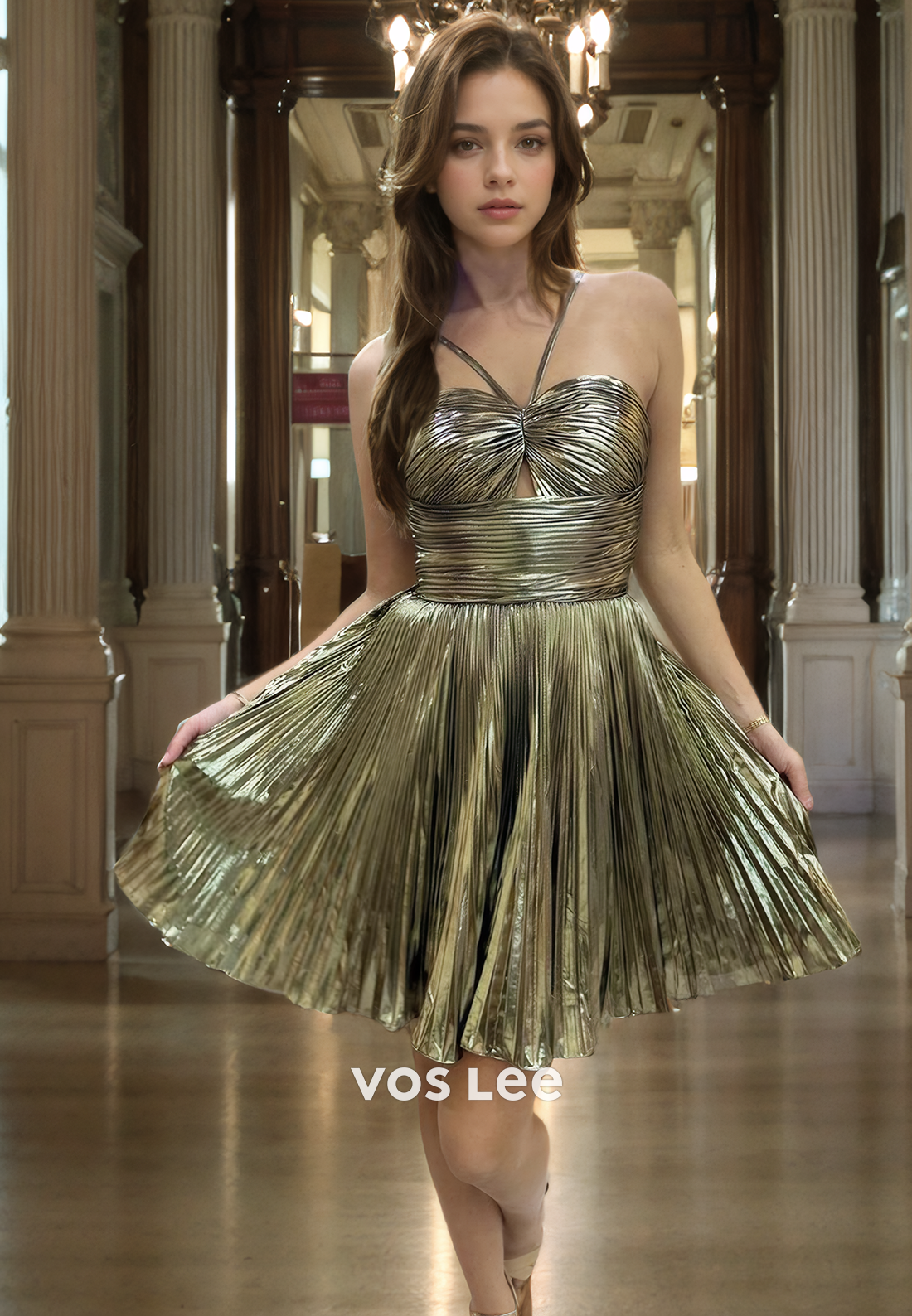Sparkly Pleated Satin A-Line Sweetheart Spaghetti Straps Short Homecoming Dress