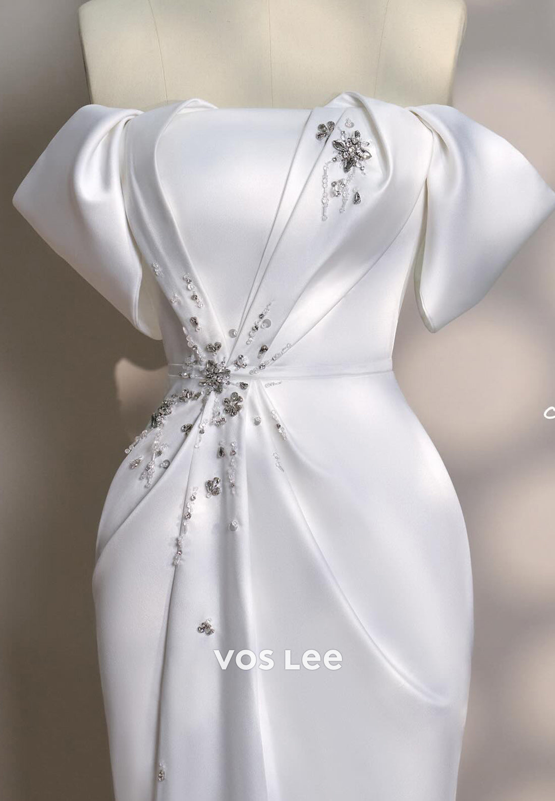 Couture & Ornate Tube Top Rhinestone Pleated Mermaid Long Evening Dresses