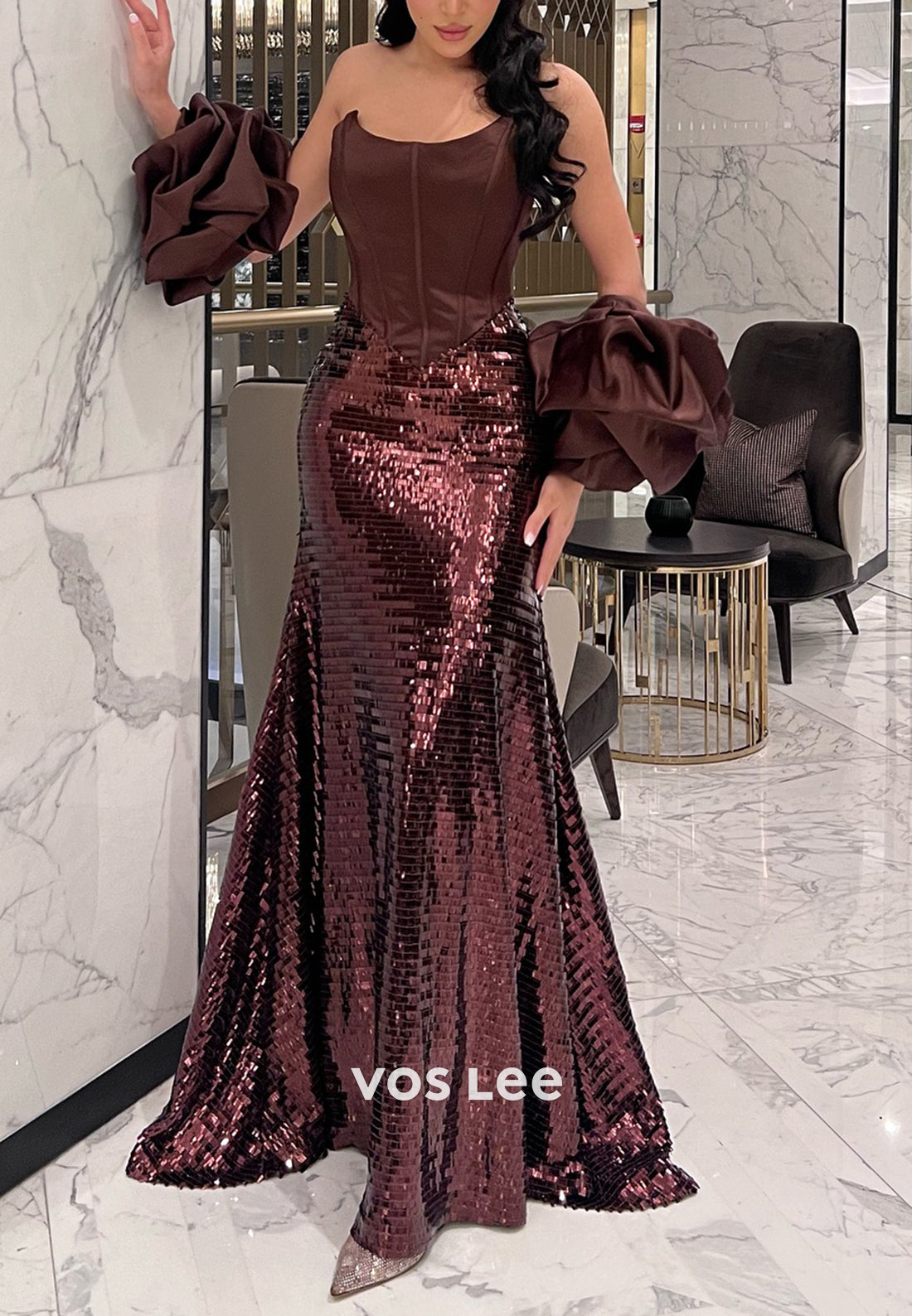 Sparkle & Shine Strapless Floor-Length Mermaid Evening Dresses Party Dresses