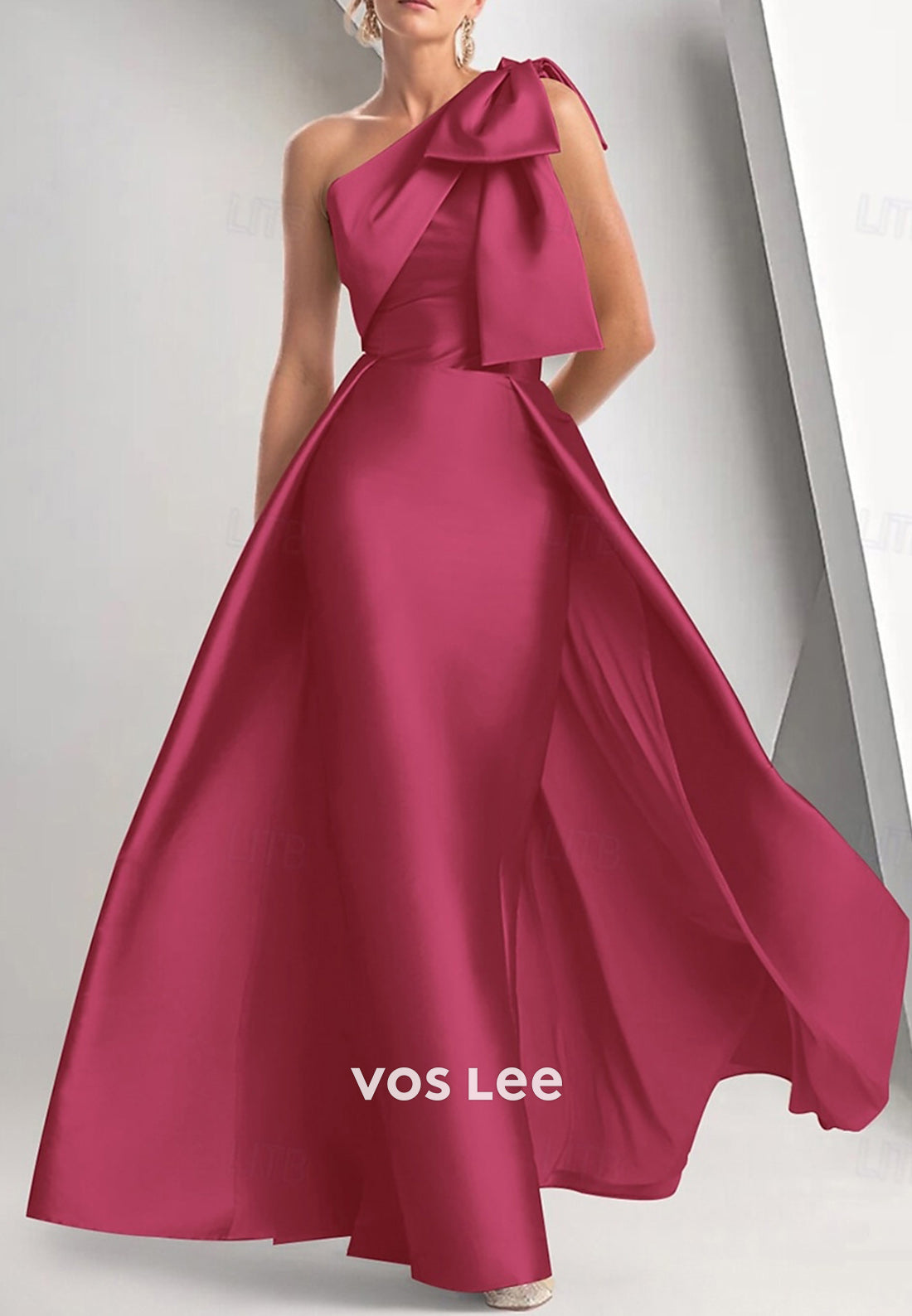 Sexy & Hot One Shoulder Bowknot Pleated Floor-Length Mermaid Evening Dresses