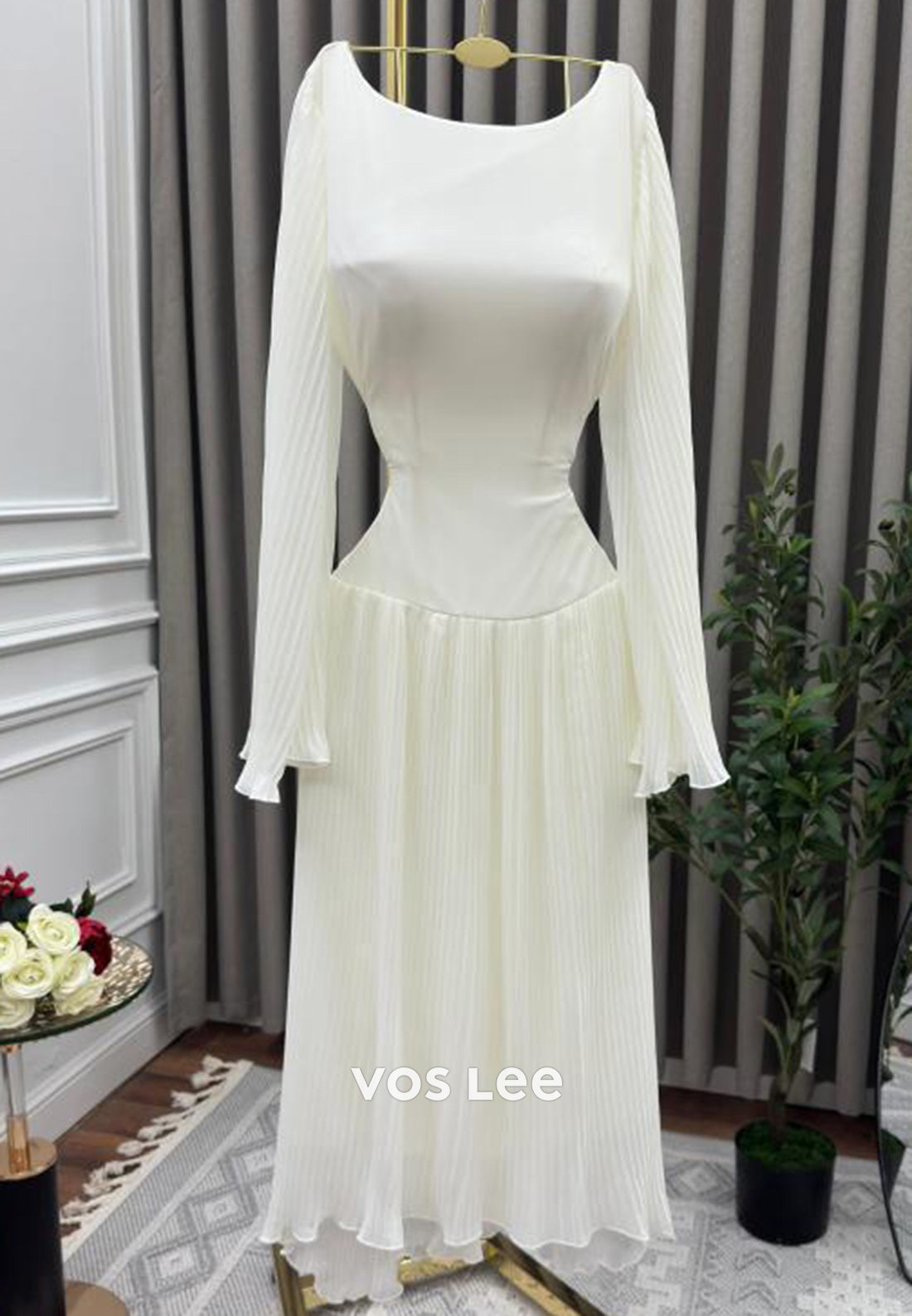 Simple & Casual A-Line Bell Sleeves Knee-Length Evening Dresses Formal Dresses