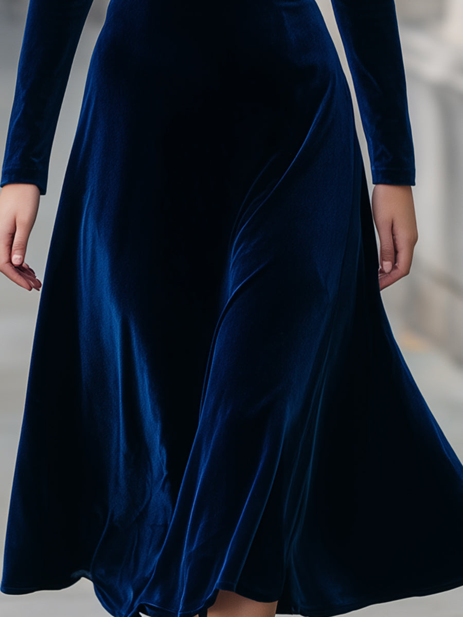 VOS LEE Velvet Sweetheart A-Line Midi Dress