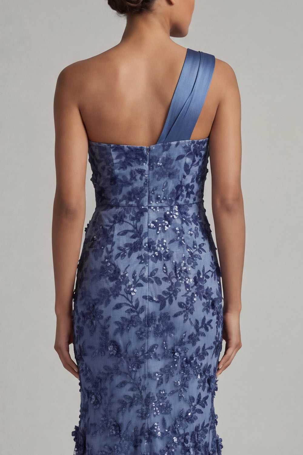 Sparkly Navy Mermaid One Shoulder Long Mother of the Bride Dress with Sequins