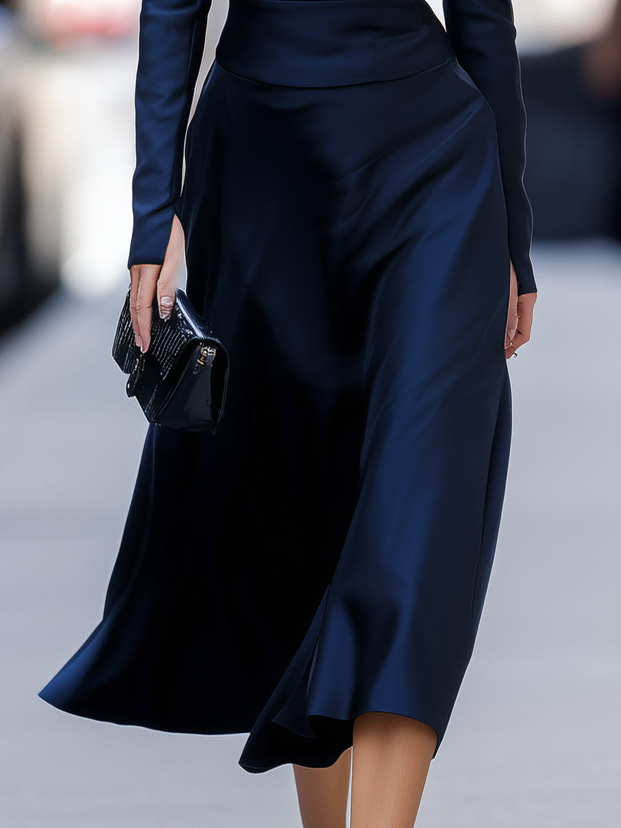 Midnight Satin Sculpt Dress