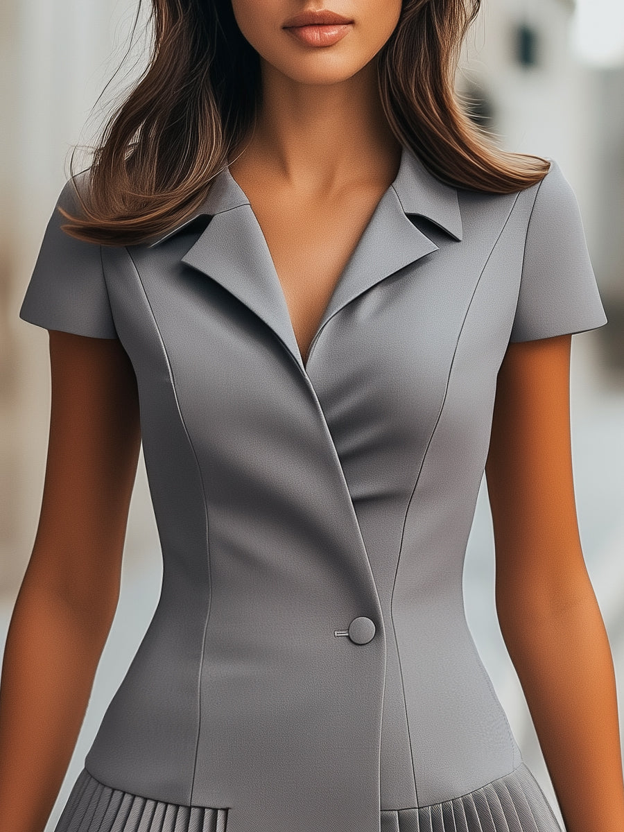 Blazer-Inspired Pleated Mini Dress
