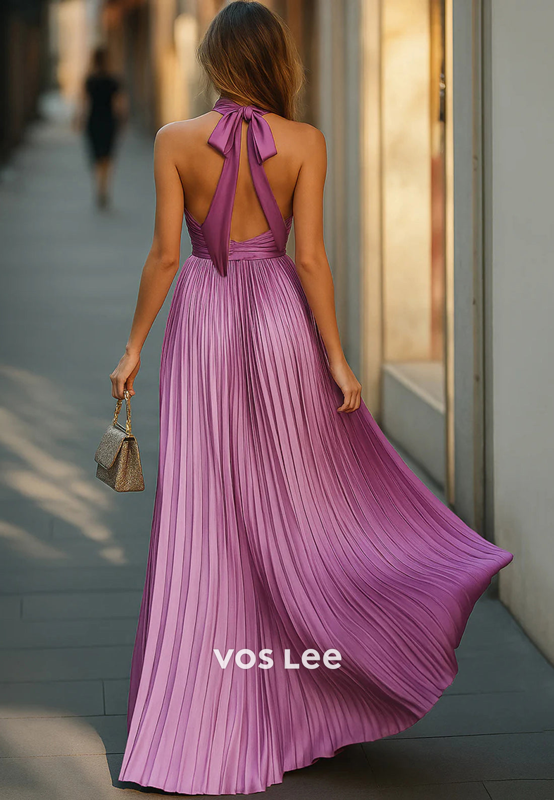 Gorgeous & Charming A-Line Halter Floor-Length Pleated Wedding Guest Dresses