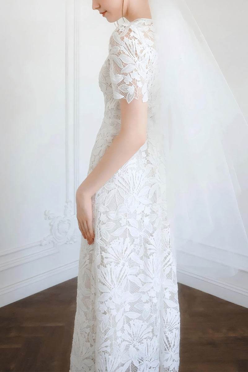 Elegant Modest Lace Wedding Dress for Civil & Church Ceremony