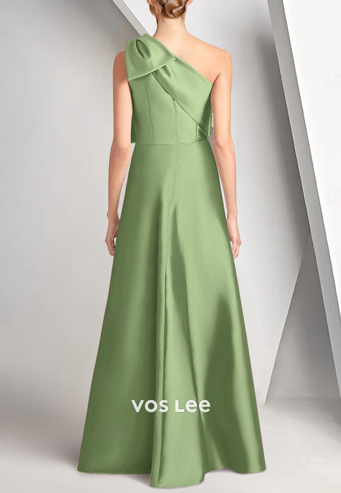 One Shoulder Bowknot Pleated Floor-Length Appliques Mermaid Evening Dresses
