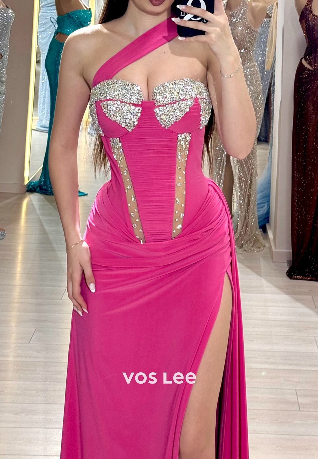 Sweetheart Rhinestone Embellished Mermaid Evening Dresses with Sweep Train