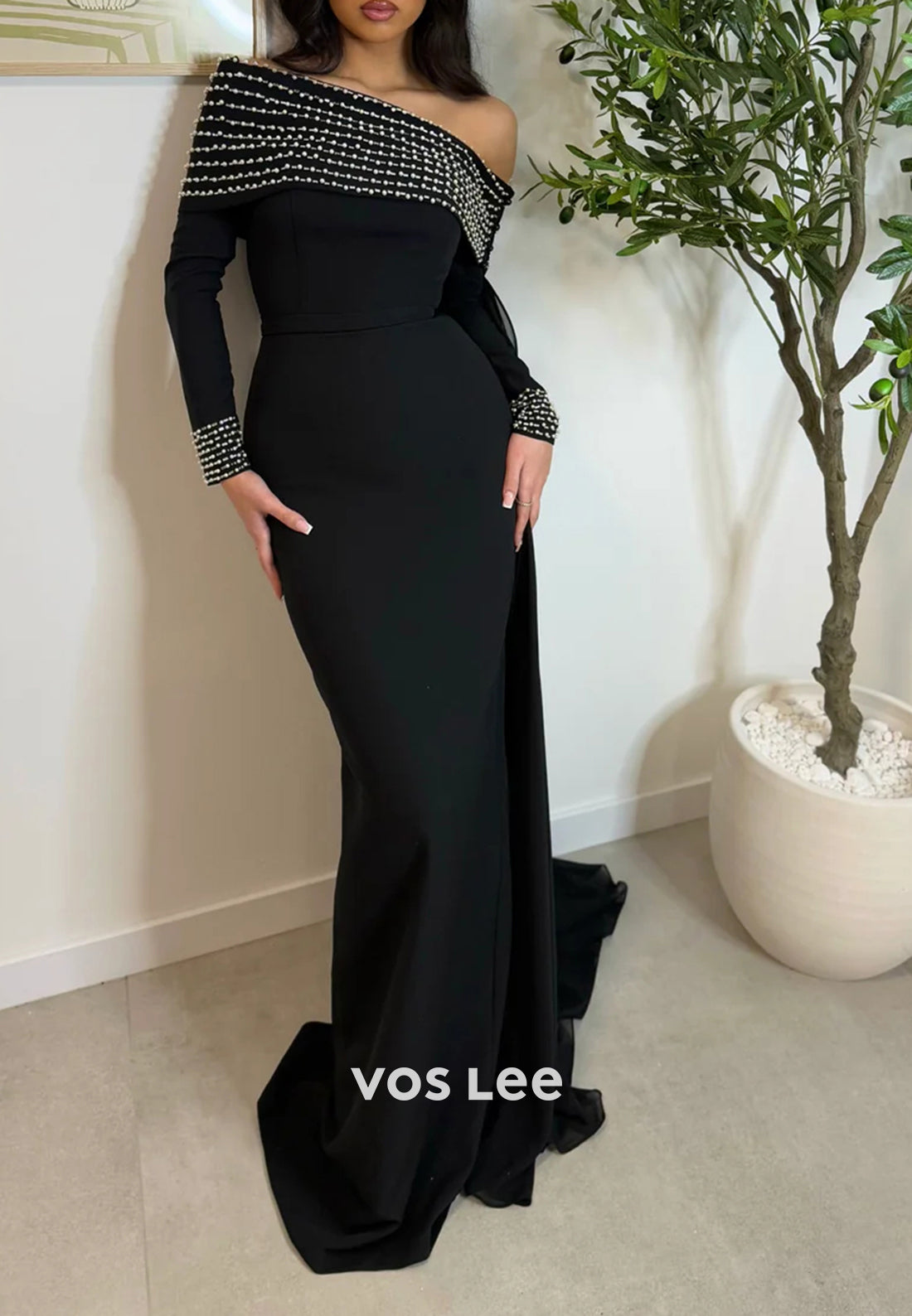 Classic & Timeless Long Sleeve One Shoulder Floor-Length Mermaid Evening Dresses