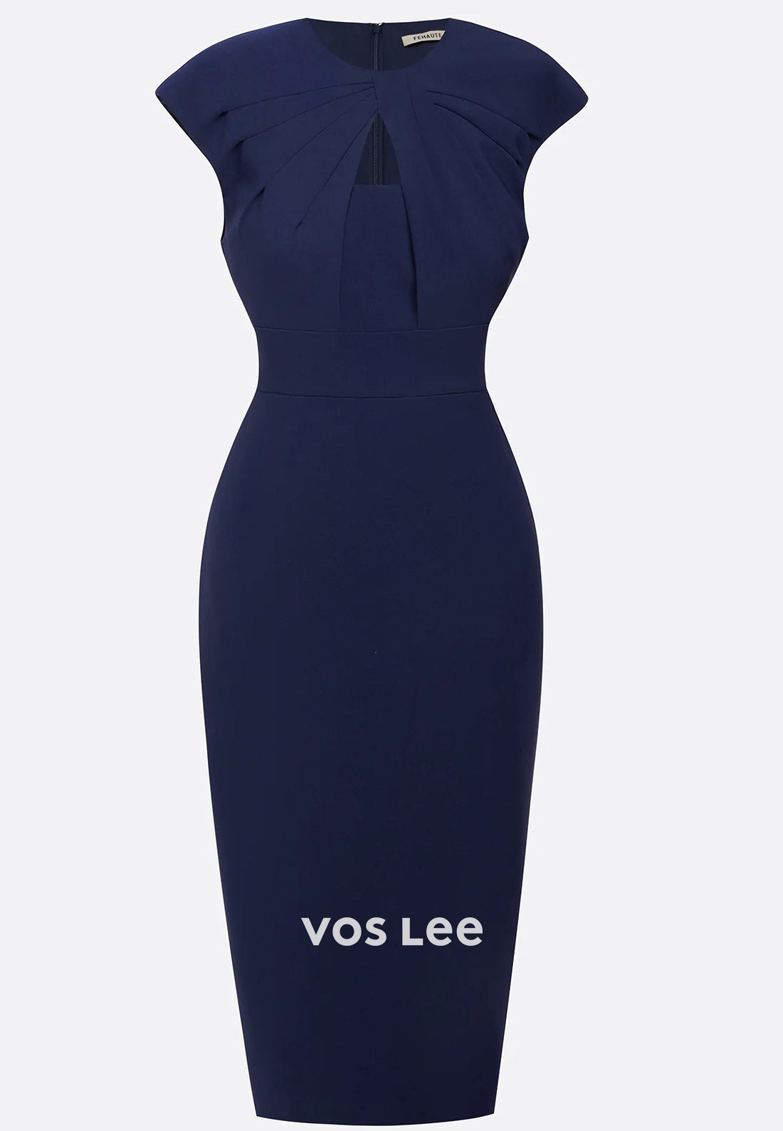 Simple & Casual Empire Waist Scoop Tea-Length Pleated Mermaid Wedding Guest Dresses