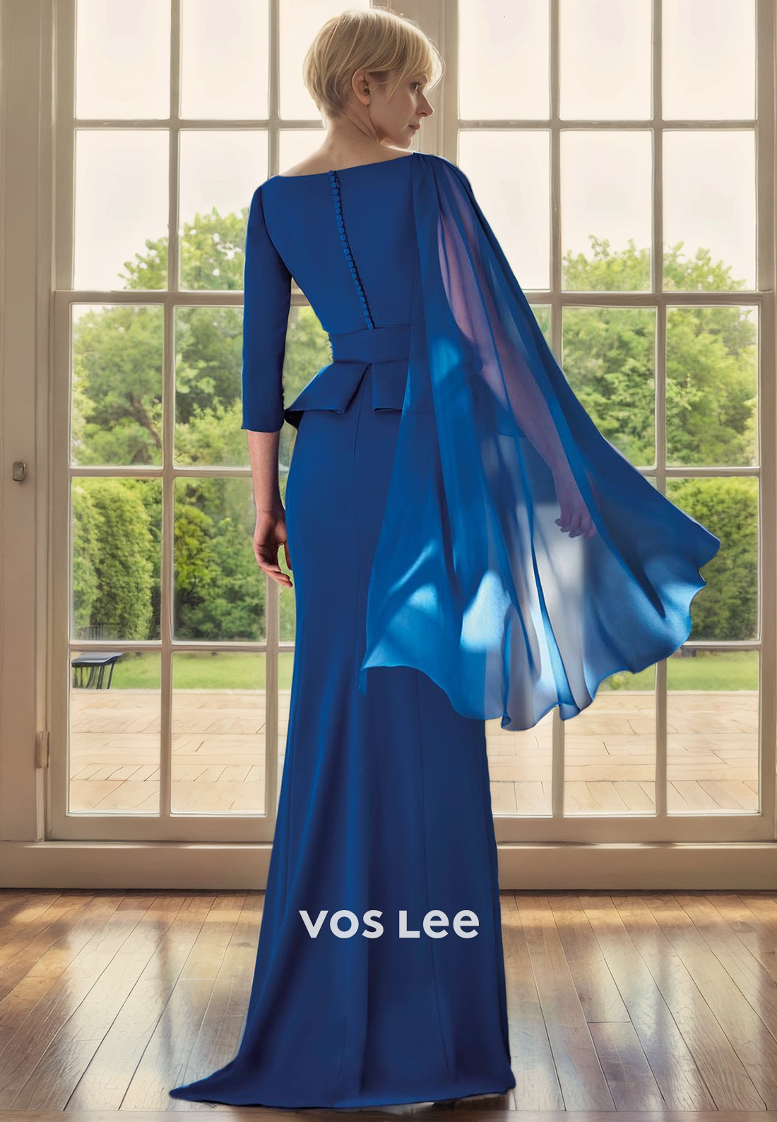 Trumpet/Mermaid V-Neck Floor-Length Chiffon Mother of the Bride Dress with Belt