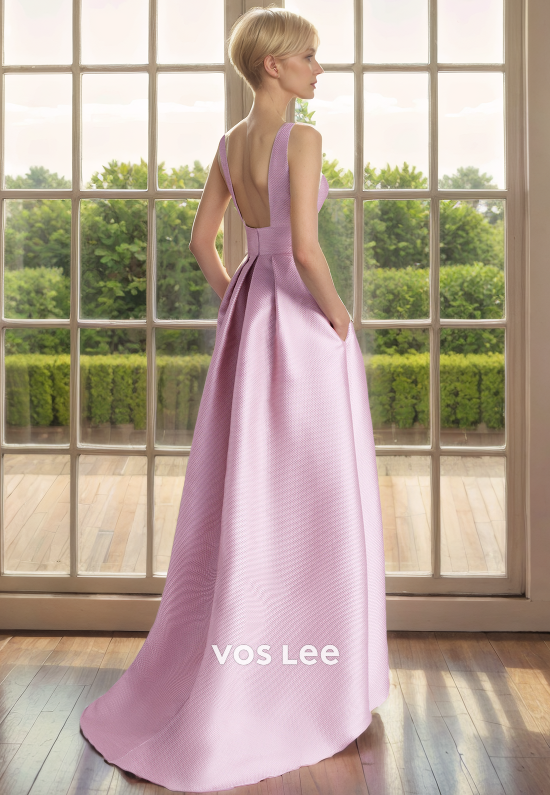 A-Line Round Sweep Train Mother of the Bride Dress/Cocktail Dress with 3D Flower