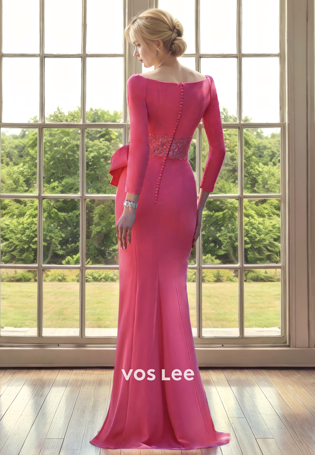 Trumpet/Mermaid Scoop Long Sleeves Floor-Length Mother of the Bride Dress/Cocktail Dress
