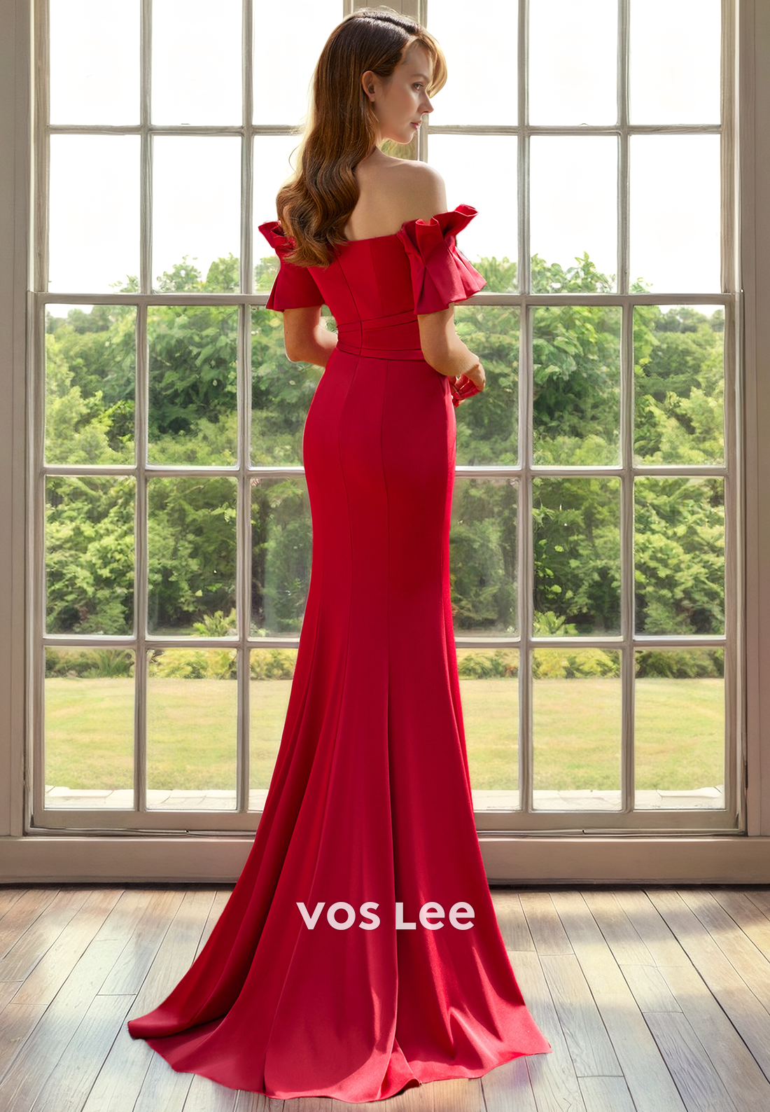 Charming Satin Off-Shoulder Mermaid Mother of the Bride Dress Floor Length Sweetheart Party Dress with Zipper Back