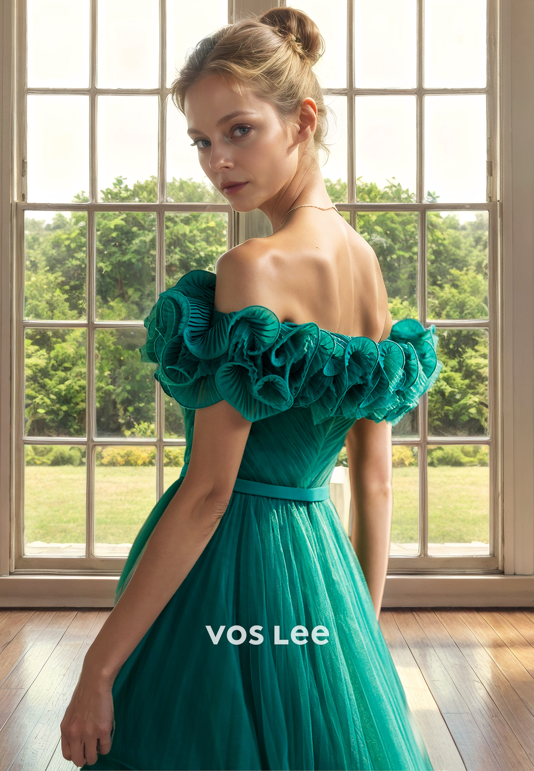 A-Line Strapless Pleated Tulle Mother of the Bride Dress with Ruffling