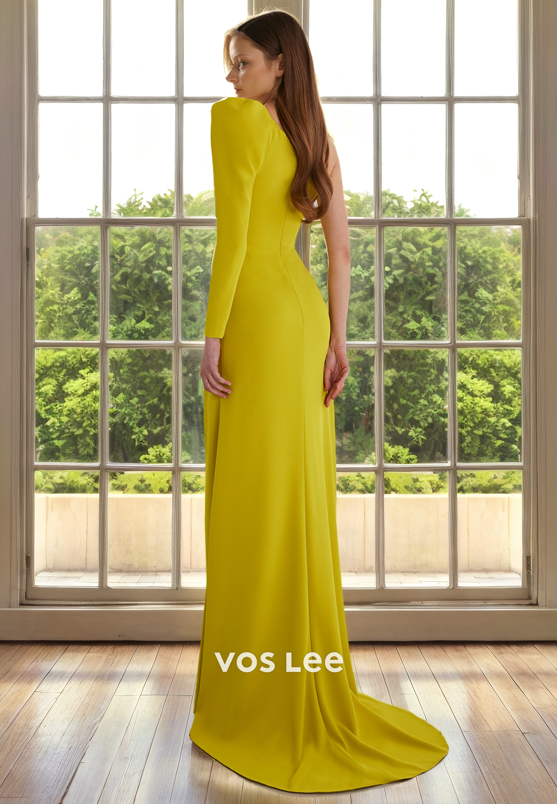 Elegant Sheath One Shoulder Sweep Train Side Split Satin Mother of the Bride Dress