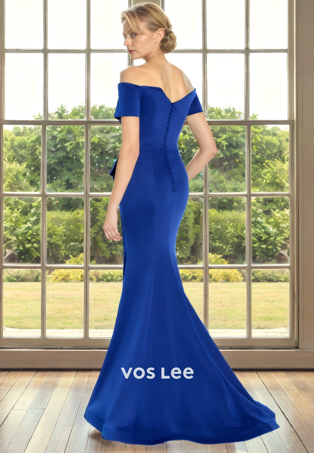 Trumpet/Meraid Off-shoulder Sweep Train Satin Mother of the Bride Dress/Cocktail Dress with Crystal