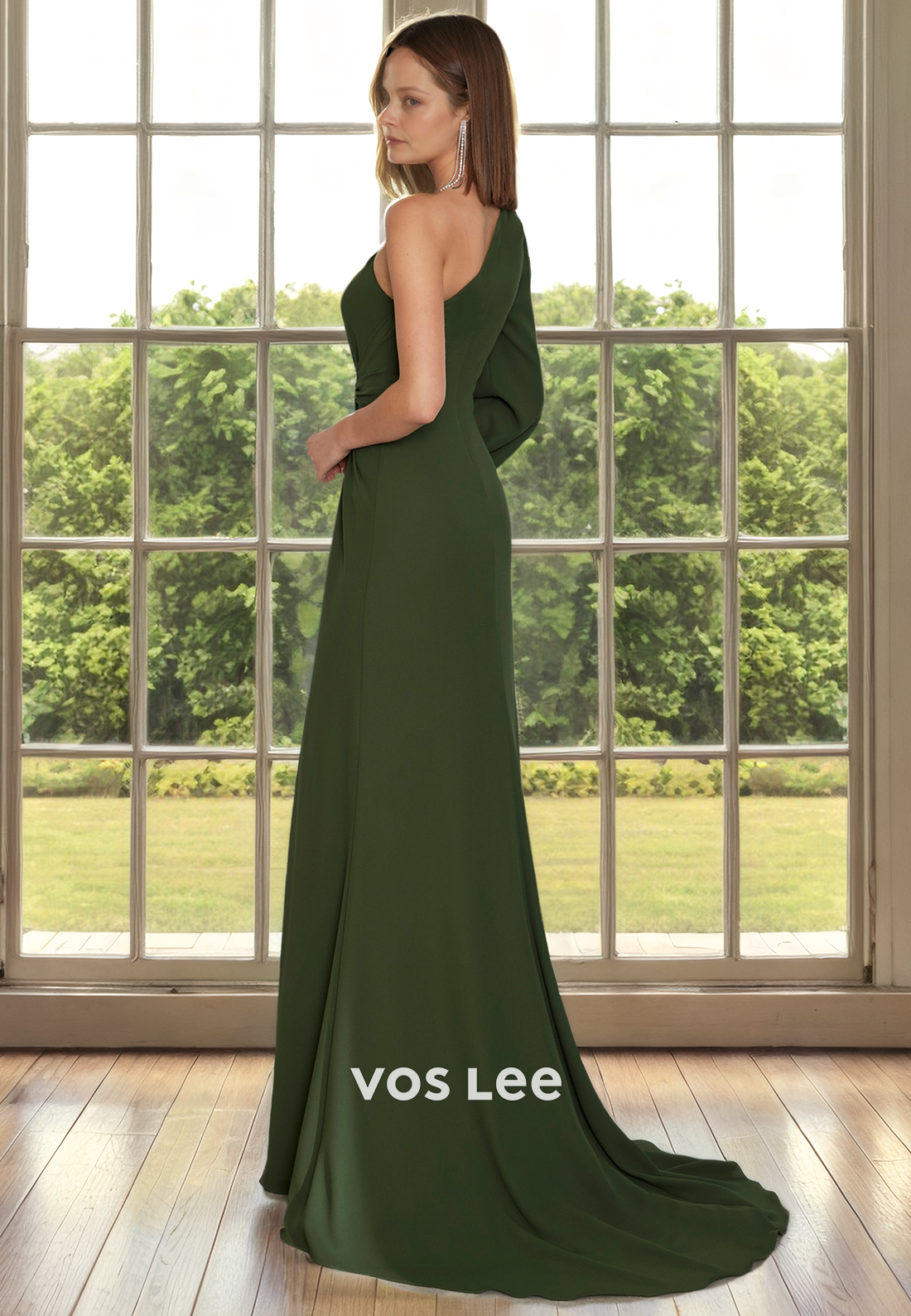 Sheath/Column One Shoulder Long Sleeves Court Train Sation Mother of the Bride Dress/Cocktail Dress
