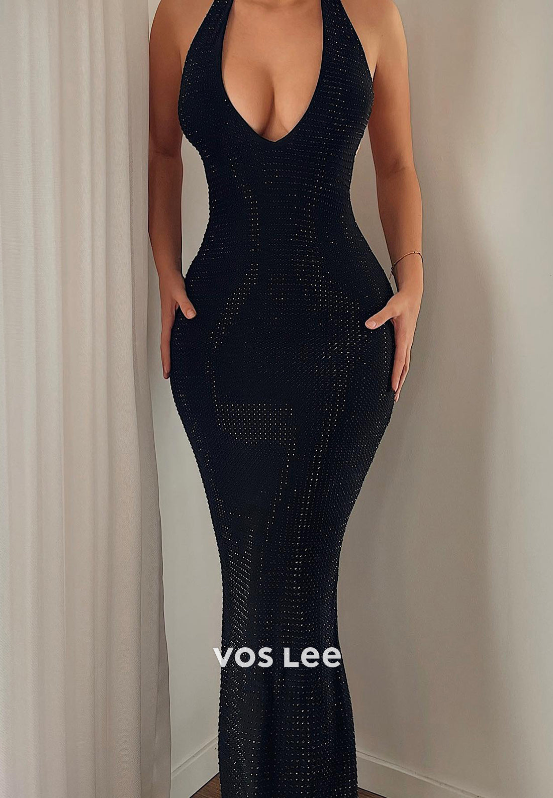 Sexy and Sleek Halter Backless Ankle-Length Long Pleated Mermaid Evening Dresses