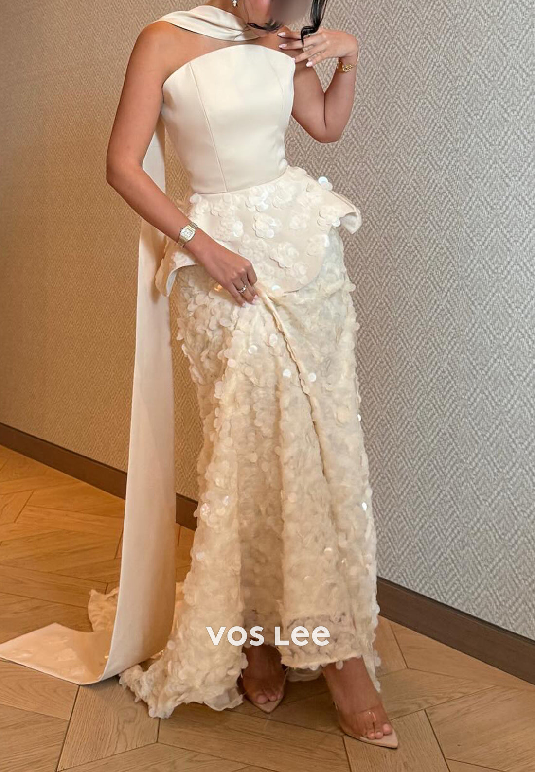 A-Line Strapless Sequined Embellished Evening Dresses with Sweep Train