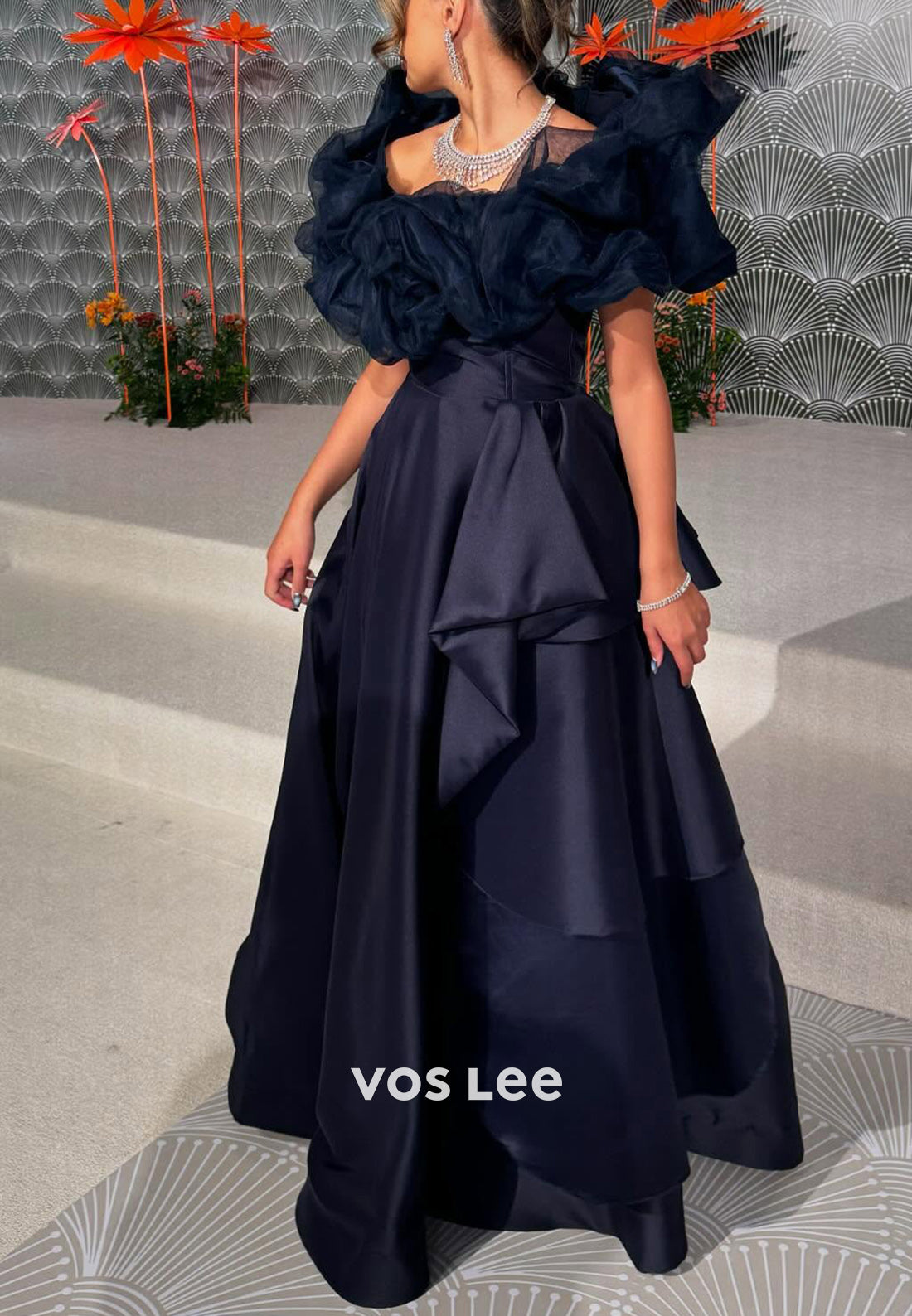 Empire Waist A-Line Off the Shoulder Bowknot Pleated Floor-Length Evening Dresses