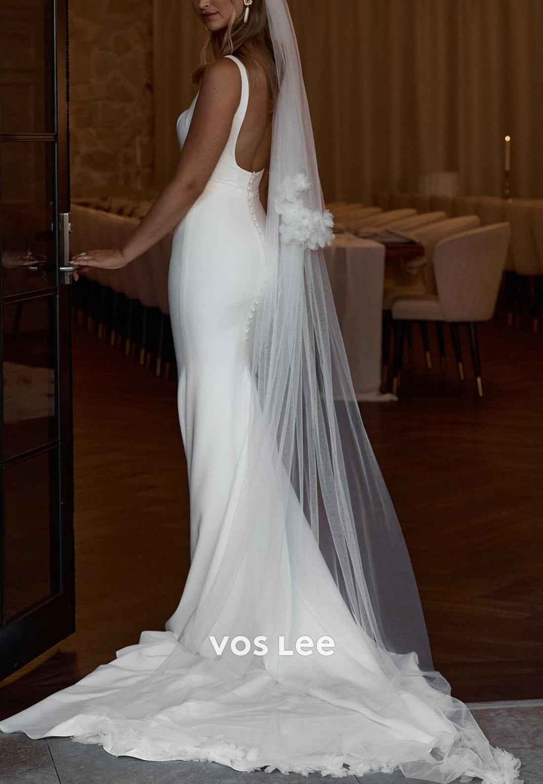 Glamorous & Dramatic Square Beach Mermaid Wedding Dresses with Sweep Train