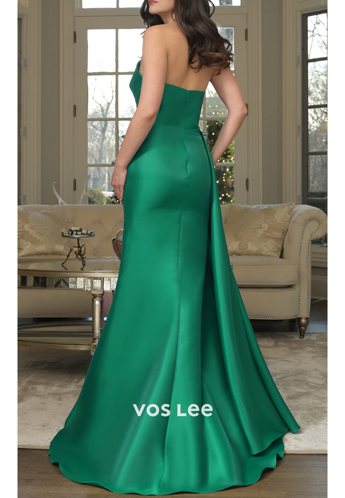 Strapless Beaded Embellished Ruched Long Sheath Mother of Bride Dresses