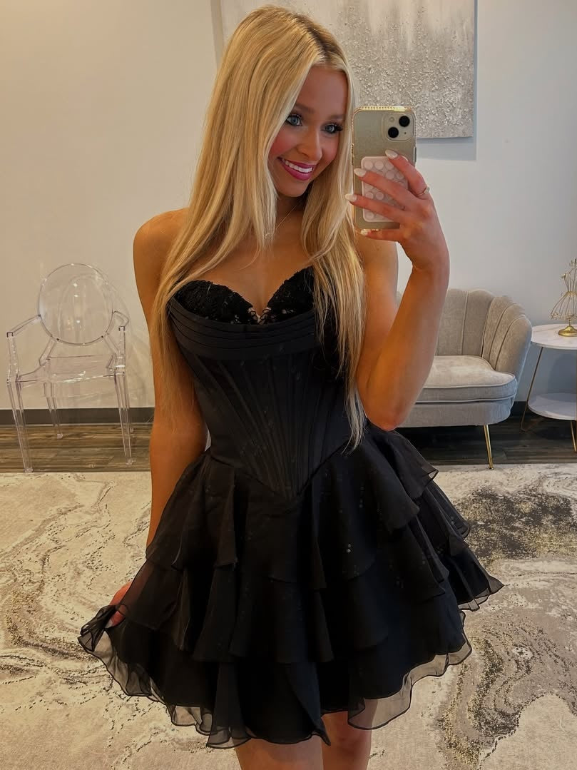 Cute A Line Sweetheart Lilac Corset Homecoming Dress with Ruffles Appliques