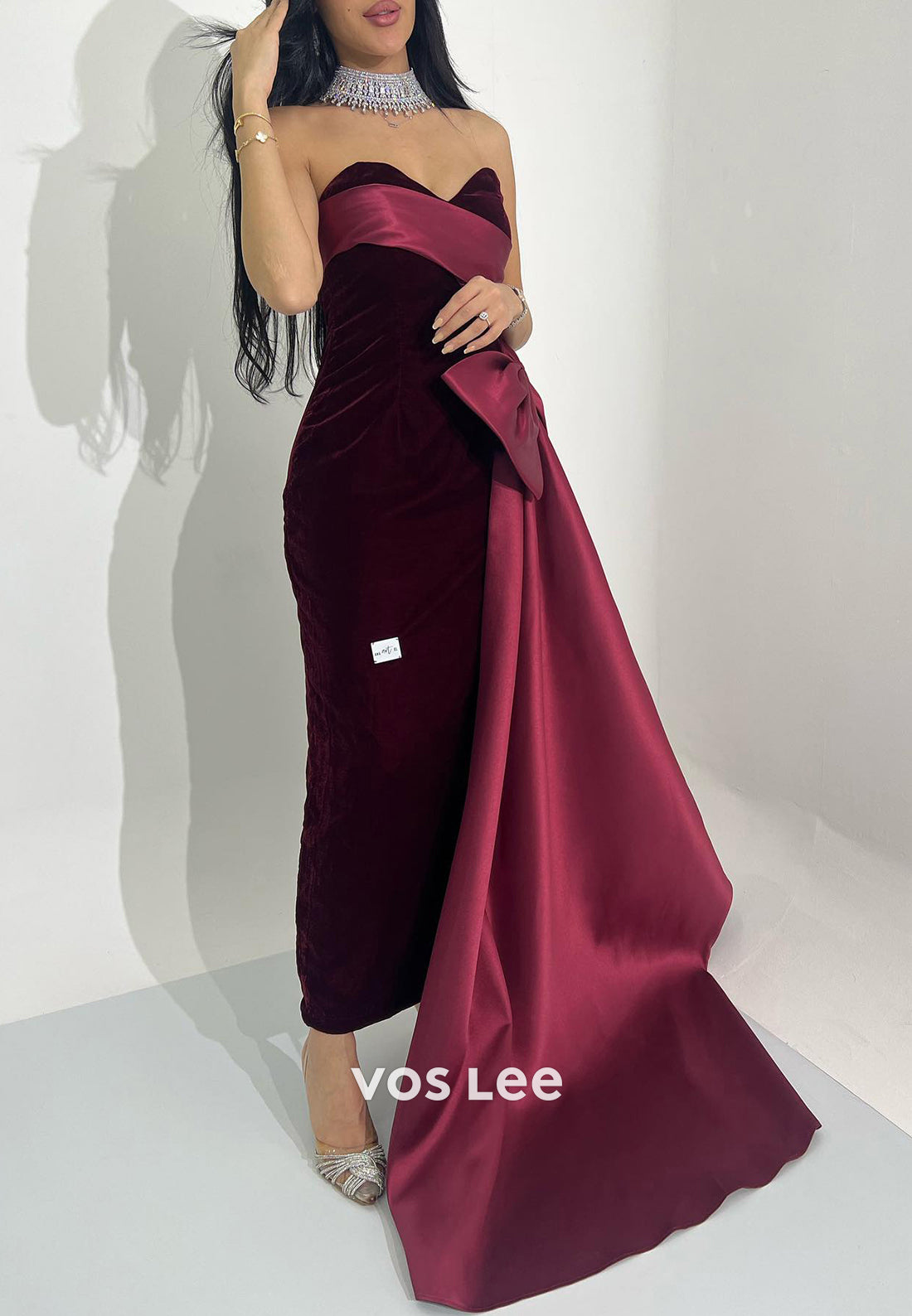Strapless Sweetheart Bowknot Mermaid Evening Dresses with Sweep Train