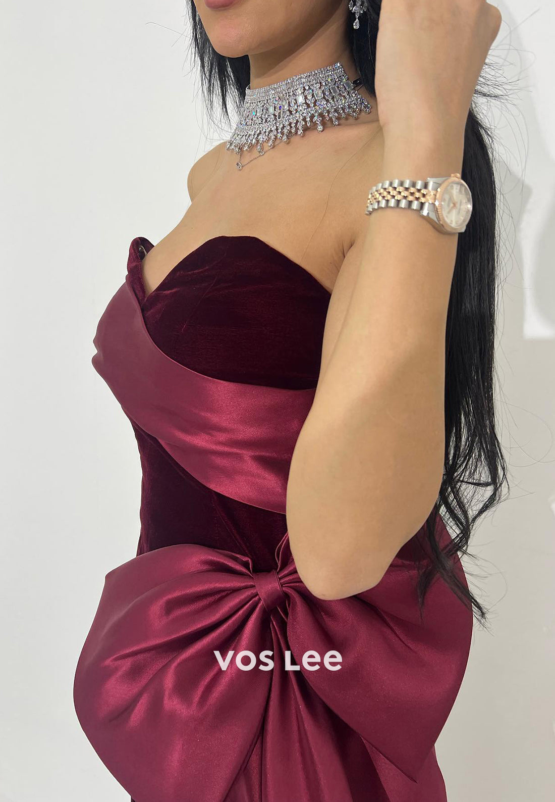 Strapless Sweetheart Bowknot Mermaid Evening Dresses with Sweep Train