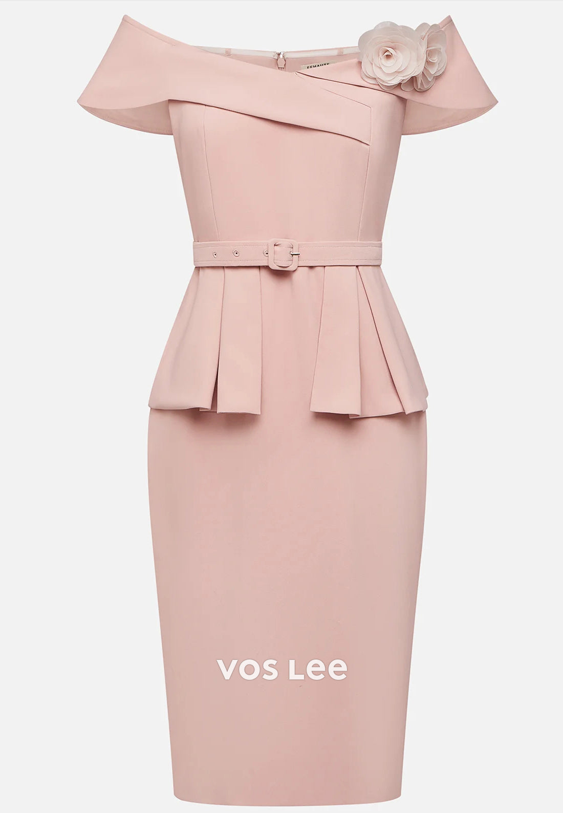 Short & Mini Off the Shoulder Floral Embellished Pleated Sheath Wedding Guest Dresses
