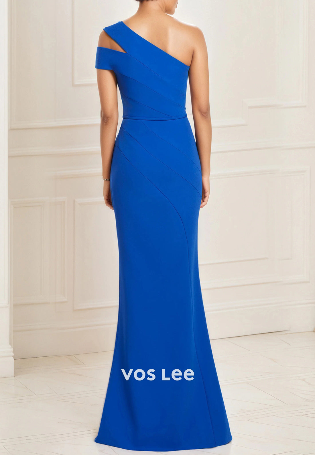 Classic & Simple One Shoulder Pleated Mermaid Mother of Bride Dresses with High Split
