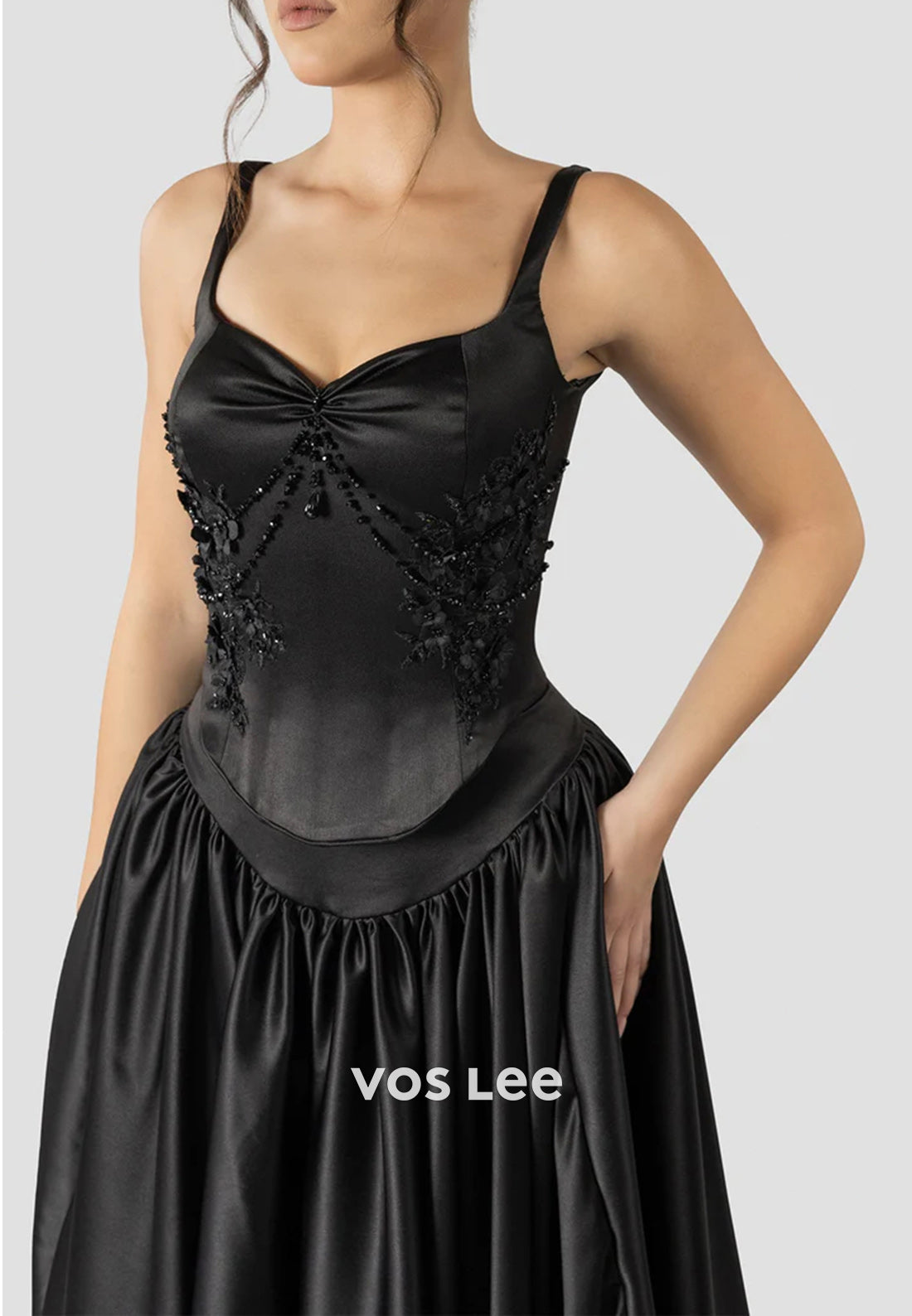 A-Line Spaghetti Straps Sweetheart Beaded Pleated Floor-Length Evening Dresses